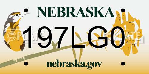 197LG0 Nebraska License Plate