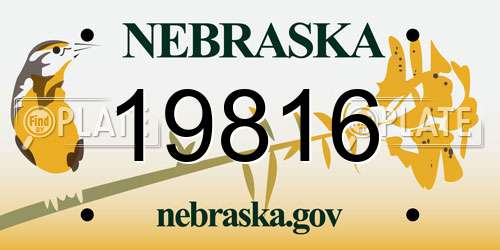 19816 Nebraska License Plate