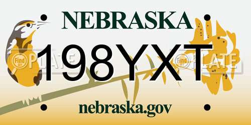 198YXT Nebraska License Plate