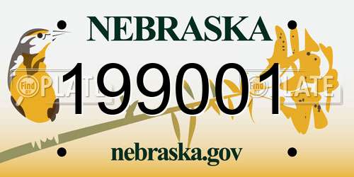 199001 Nebraska License Plate