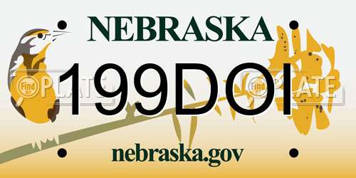199DOI Nebraska License Plate