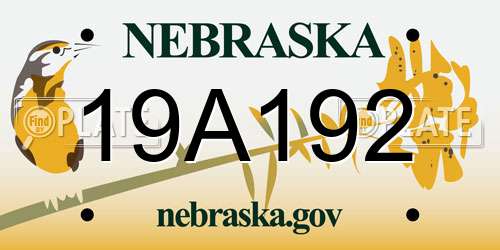 19A192 Nebraska License Plate