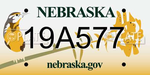 19A577 Nebraska License Plate