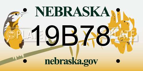 19B78 Nebraska License Plate