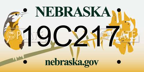 19C217 Nebraska License Plate