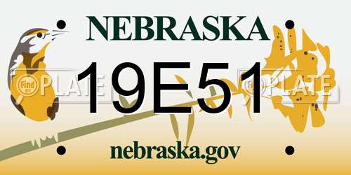 19E51 Nebraska License Plate