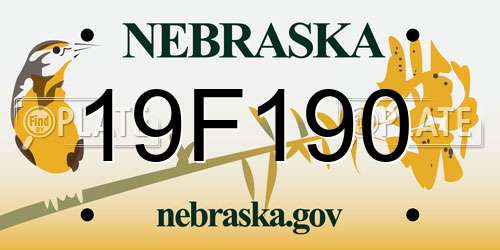 19F190 Nebraska License Plate