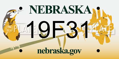 19F31 Nebraska License Plate