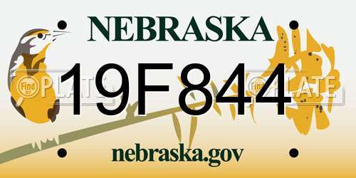 19F844 Nebraska License Plate