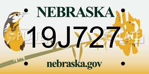 19J727 Nebraska License Plate