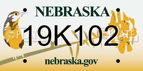 19K102 Nebraska License Plate