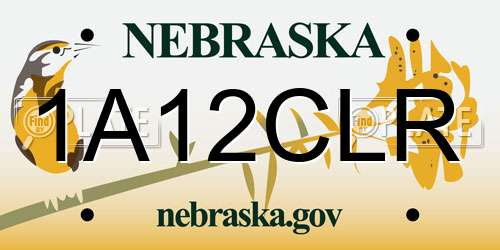 1A12CLR Nebraska License Plate
