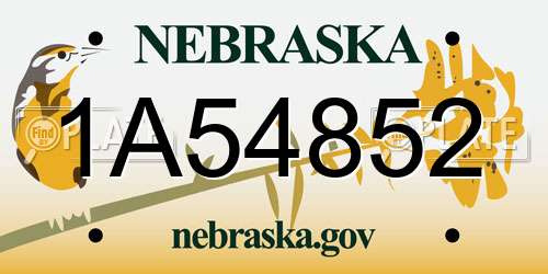 1A54852 Nebraska License Plate