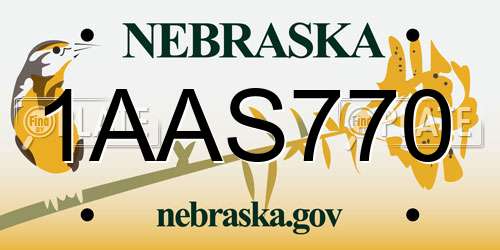 1AAS770 Nebraska License Plate