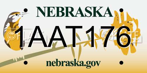 1AAT176 Nebraska License Plate