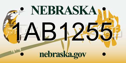 1AB1255 Nebraska License Plate
