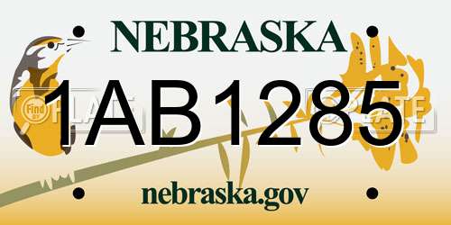 1AB1285 Nebraska License Plate