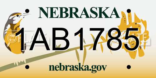 1AB1785 Nebraska License Plate