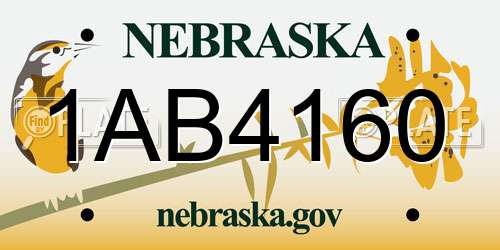 1AB4160 Nebraska License Plate