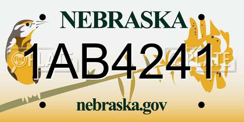 1AB4241 Nebraska License Plate
