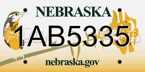 1AB5335 Nebraska License Plate