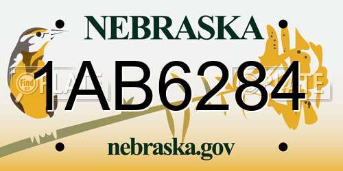 1AB6284 Nebraska License Plate