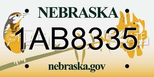1AB8335 Nebraska License Plate