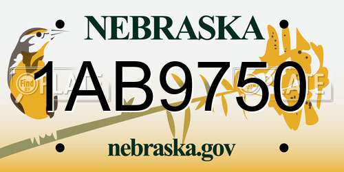 1AB9750 Nebraska License Plate