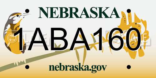 1ABA160 Nebraska License Plate