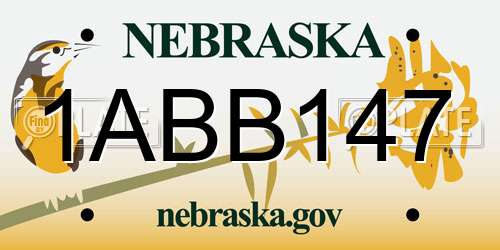 1ABB147 Nebraska License Plate