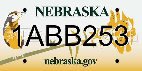 1ABB253 Nebraska License Plate