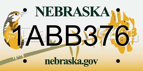 1ABB376 Nebraska License Plate