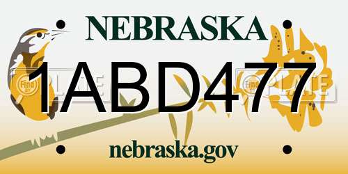 1ABD477 Nebraska License Plate