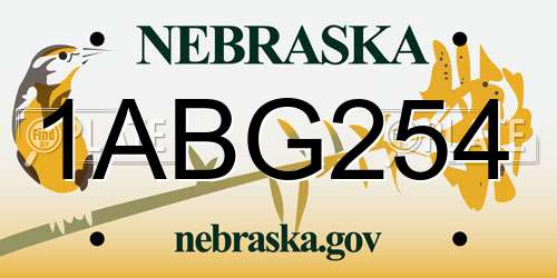 1ABG254 Nebraska License Plate