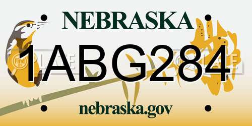 1ABG284 Nebraska License Plate