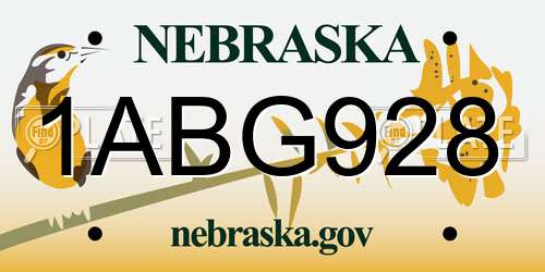 1ABG928 Nebraska License Plate