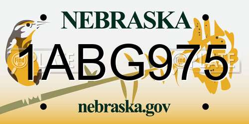 1ABG975 Nebraska License Plate