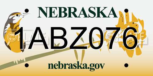 1ABZ076 Nebraska License Plate