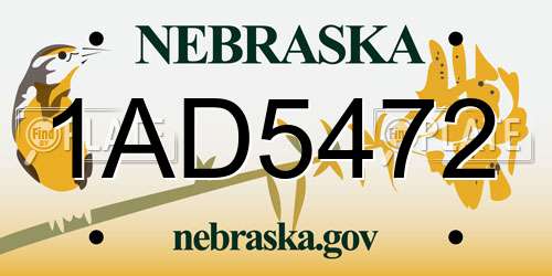 1AD5472 Nebraska License Plate