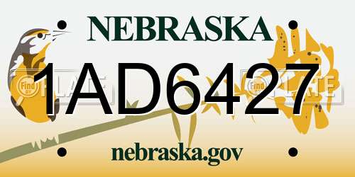 1AD6427 Nebraska License Plate