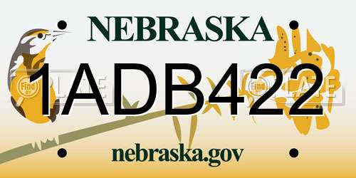 1ADB422 Nebraska License Plate