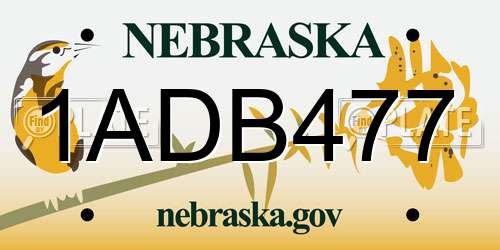 1ADB477 Nebraska License Plate