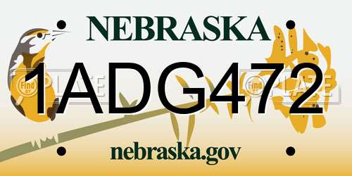 1ADG472 Nebraska License Plate