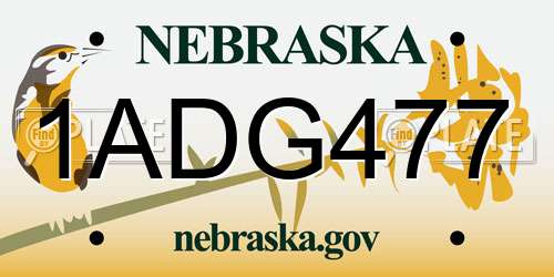 1ADG477 Nebraska License Plate