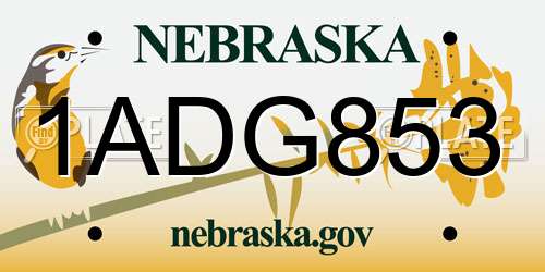 1ADG853 Nebraska License Plate