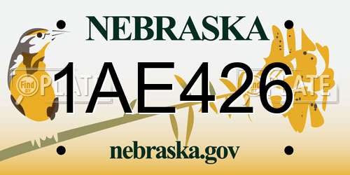 1AE426 Nebraska License Plate