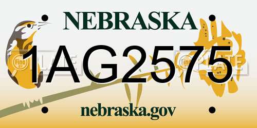 1AG2575 Nebraska License Plate