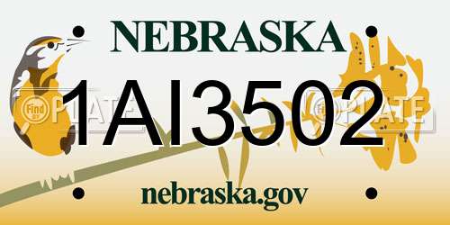 1AI3502 Nebraska License Plate