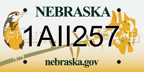1AII257 Nebraska License Plate