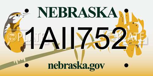 1AII752 Nebraska License Plate